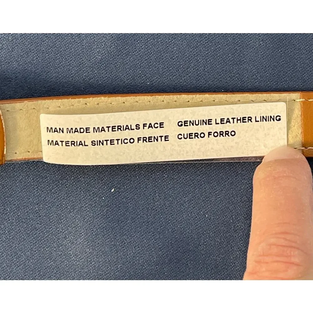 Liz Claiborne Tan Leather Belt Gold Metal‎ Accents Approx 45